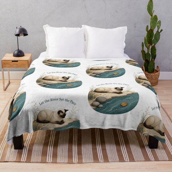 Item preview, Siamese Cat Watching a Leaf Drift on the River designed and sold by PurrBloom Studio.