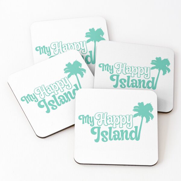 Item preview, My Happy Island Palm Tree Tropical Summer Beach Vacation Teal Graphic T-Shirt designed and sold by Atique Creations.