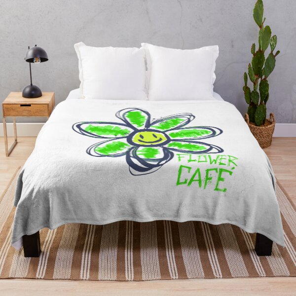 Item preview, Flower Cafe Smiley Face Daisy Neon Green Hand Drawn Doodle Graphic T-Shirt designed and sold by Atique Creations.