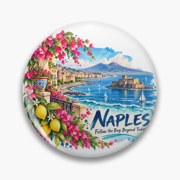 Item preview, Naples Bay and Vesuvius Watercolor Travel Art designed and sold by skyartdesign.