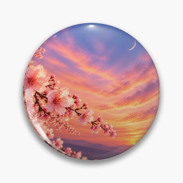 Item preview, Cherry Blossoms at Sunset Under a Crescent Moon designed and sold by LumiSakura.