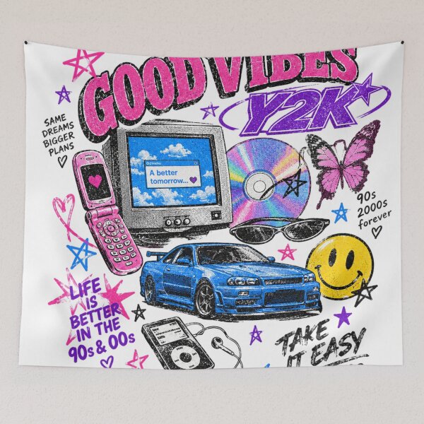 Item preview, Good Vibes Y2K Retro 90s 2000s Aesthetic Nostalgia Cyber JDM Vibe Sticker / T-Shirt Design designed and sold by Ang.V.