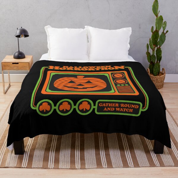 Item preview, Halloween Horrorthon Retro TV Pumpkin Design designed and sold by OlyvieArt.