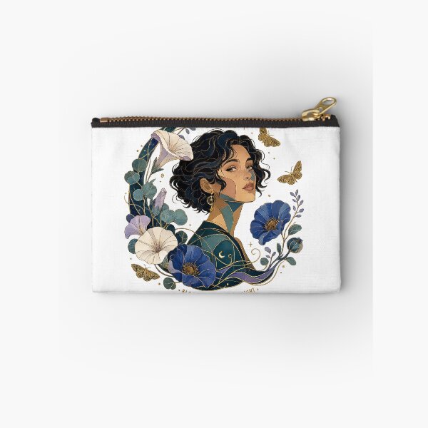 Item preview, Bloom in Your Own Light Mystical Woman Blue Floral Celestial Fantasy Art designed and sold by inkoutninja.