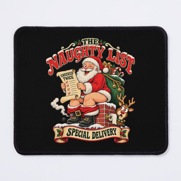 Item preview, The Naughty List Special Delivery Funny Santa Claus Chimney Retro designed and sold by MaskedTarget.