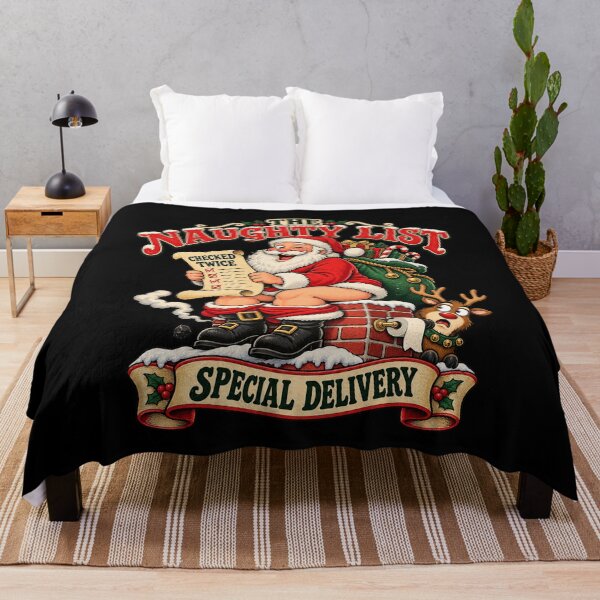 Item preview, The Naughty List Special Delivery Funny Santa Claus Chimney Retro designed and sold by MaskedTarget.