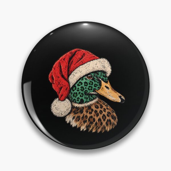 Item preview, Leopard Pattern Mallard Wearing Red Santa Hat designed and sold by StanaLuis.
