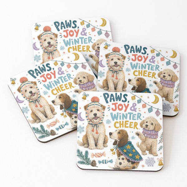 Item preview, Paws Joy Winter Cheer Cute Festive Dogs Christmas Watercolor Illustration designed and sold by inkoutninja.