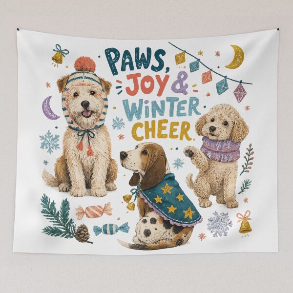Item preview, Paws Joy Winter Cheer Cute Festive Dogs Christmas Watercolor Illustration designed and sold by inkoutninja.