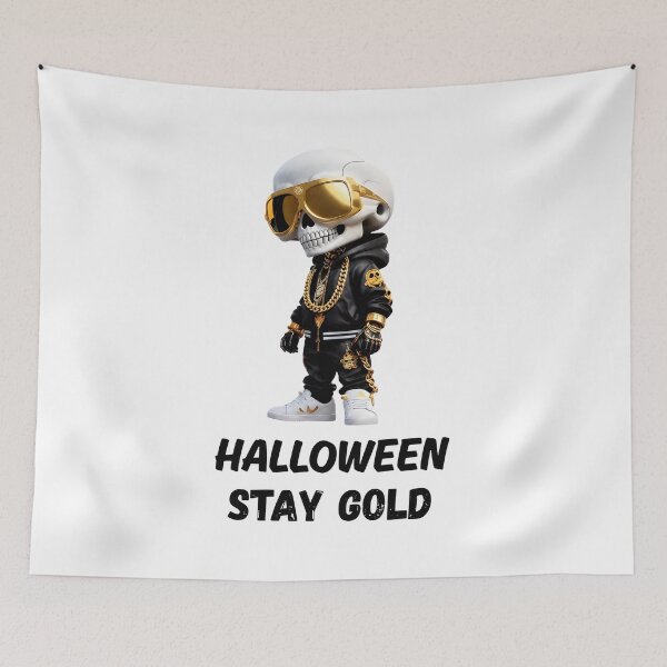 Item preview, Halloween Skeleton Stay Gold Chibi Art designed and sold by OlyvieArt.