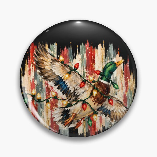Item preview, Flying Christmas Mallard Against Rustic Painted Stripes designed and sold by SuziLope.