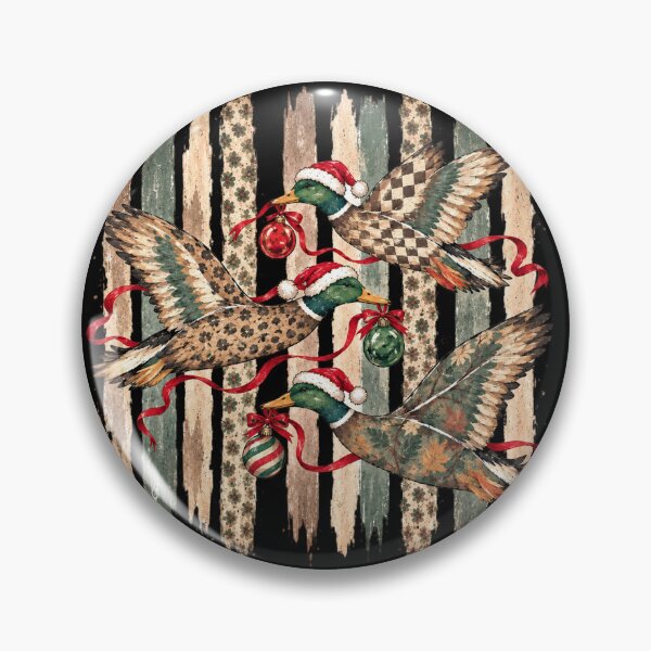 Item preview, Three Patterned Christmas Mallards Carrying Festive Ornaments designed and sold by SuziLope.