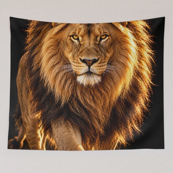 Item preview, Majestic Golden Lion – Powerful Wildlife Portrait on Black designed and sold by Bizzfora.
