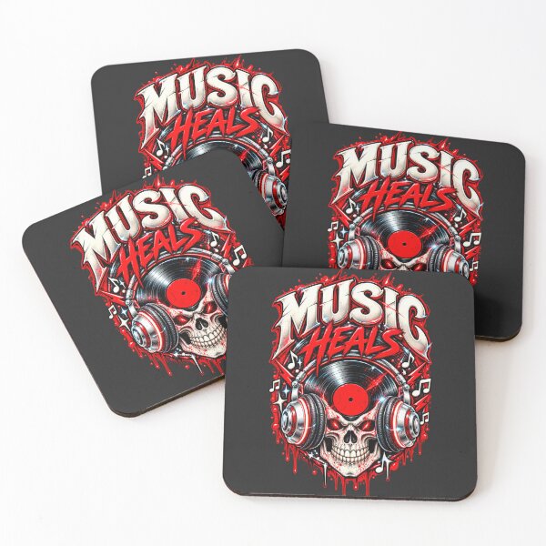 Item preview, Music Heals Skull Headphones Vinyl Record Retro Graphic designed and sold by Manish Pawar.