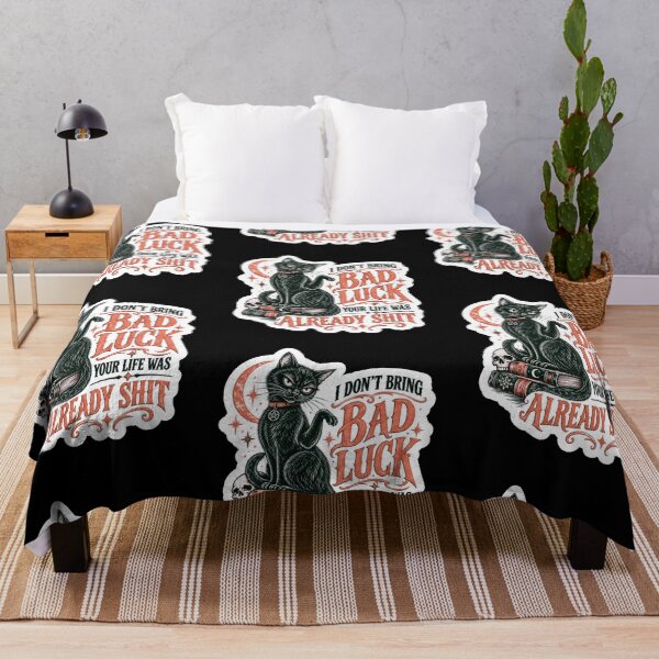 Item preview, Black Cat Halloween I Dont Bring Bad Luck Your Life Was Already Shit designed and sold by WoodburyLake.