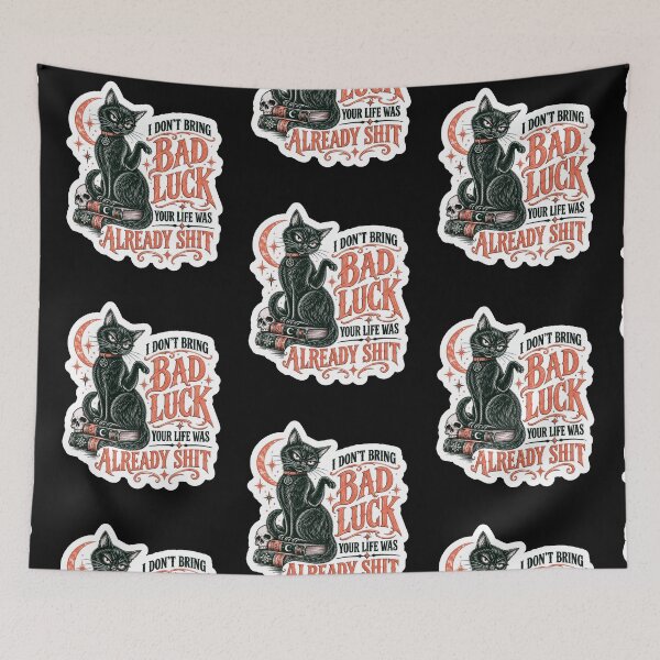 Item preview, Black Cat Halloween I Dont Bring Bad Luck Your Life Was Already Shit designed and sold by WoodburyLake.