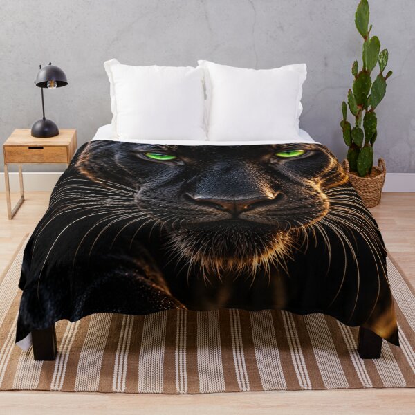 Item preview, Emerald-Eyed Black Panther – Luxury Black and Gold Wildlife Art designed and sold by Bizzfora.