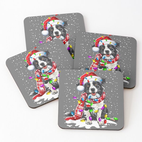 Item preview, Border Collie Christmas Lights Santa Hat designed and sold by KristineLi.