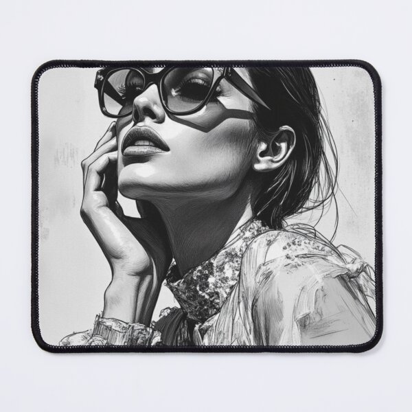 Item preview, Chic Eyewear Fashion Portrait - Elegant Pencil Sketch designed and sold by nhk999.