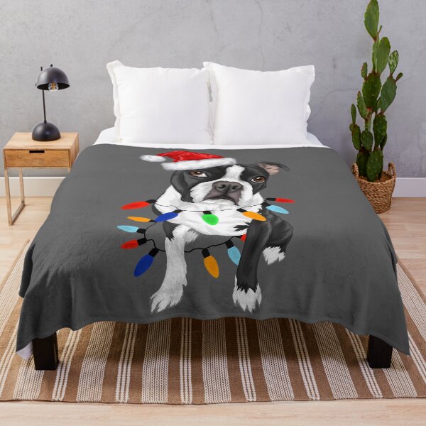 Item preview, Boston Terrier Santa and Christmas Lights designed and sold by KristineLi.