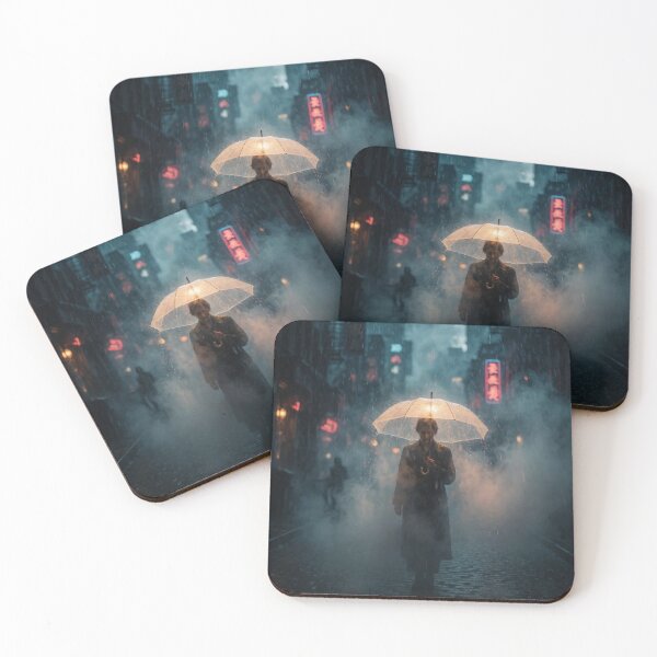 Item preview, Midnight Rain Wanderer - Moody Urban Nightscape Art designed and sold by nhk999.