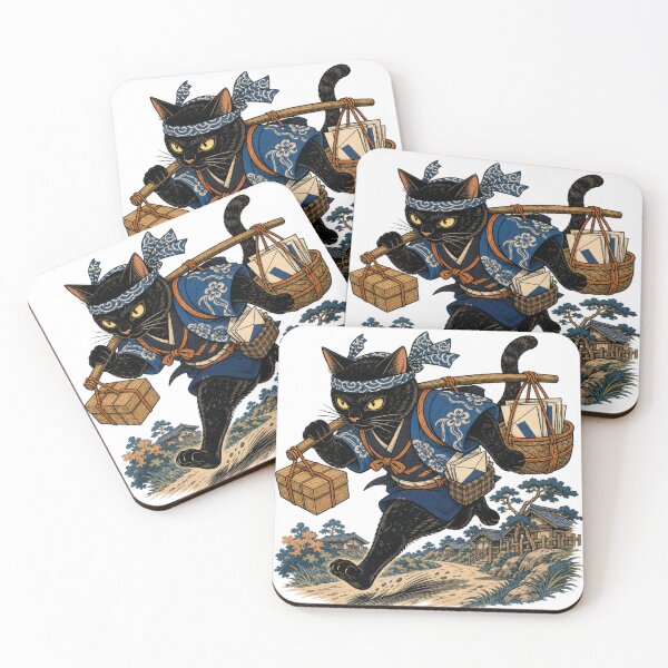 Item preview, Japanese Courier Cat Hikyaku Black Cat Express Delivery Ukiyo-e designed and sold by vekotpu.