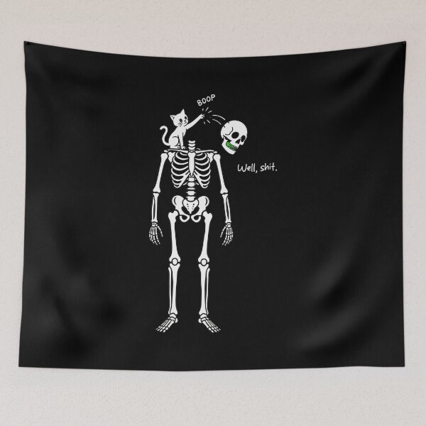 Item preview, Cat Booping Skeleton Skull Well Shit Funny designed and sold by OlyvieArt.