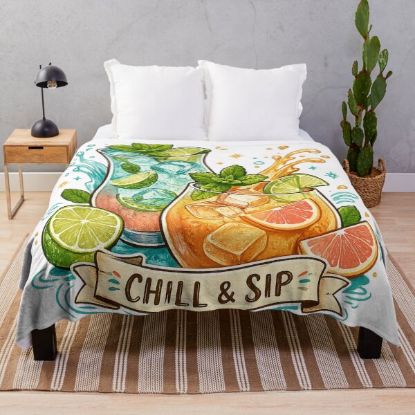 Item preview, Chill Sip Tropical Citrus Cocktails Refreshing Summer Drinks Colorful Watercolor Art designed and sold by inkoutninja.
