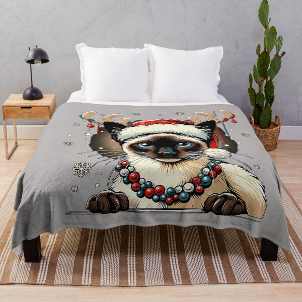 Item preview, Siamese Cat with Reindeer Antlers Christmas designed and sold by GreggRoss.