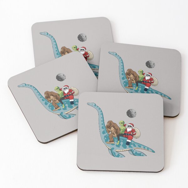 Item preview, BigFoot Alien & Santa Claus Riding Dinosaurs Christmas designed and sold by mjohnson9.
