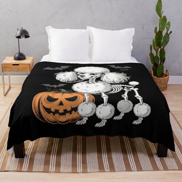 Item preview, Skeleton Poodle Pumpkin Halloween Spooky Bats Art designed and sold by OlyvieArt.