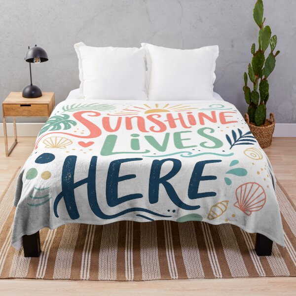 Item preview, Sunshine Lives Here Tropical Beach Summer Coastal Typography Art designed and sold by inkoutninja.