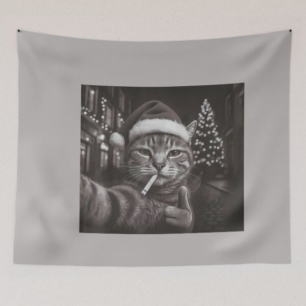 Item preview, Smoking Cat Meme Funny Christmas Cigarette Cat designed and sold by GreggRoss.