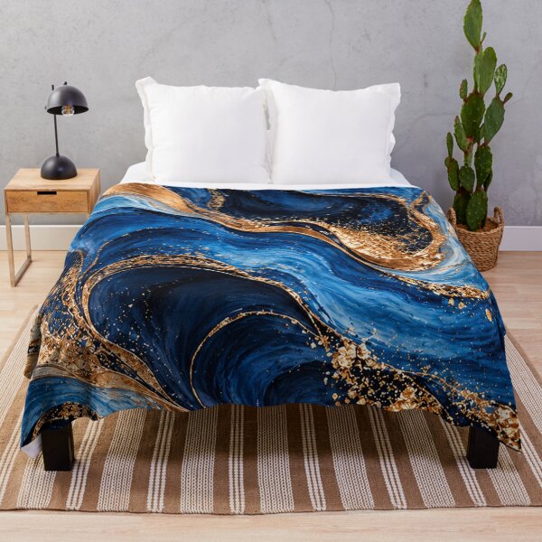Item preview, Sapphire Blue and Gold Marble – Luxury Abstract Fluid Art designed and sold by Bizzfora.