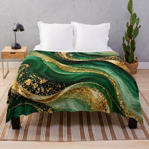 Item preview, Emerald Green and Gold Marble Waves designed and sold by Bizzfora.