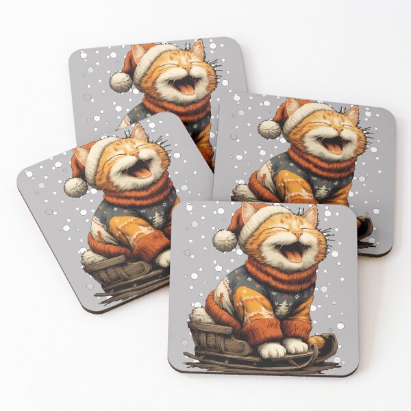Item preview, Tabby Cat Sledding in the Snow Funny Feline designed and sold by GreggRoss.