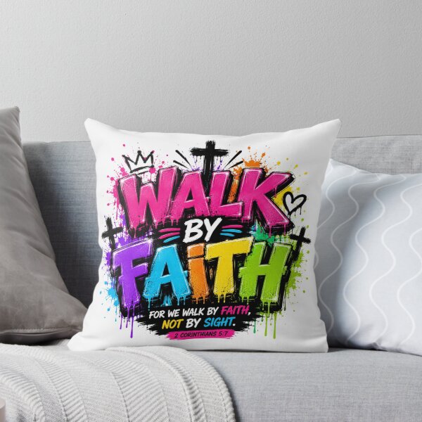 Item preview, Walk by Faith 2 Corinthians 5:7 Colourful Christian Graffiti Design designed and sold by LilSeashell.