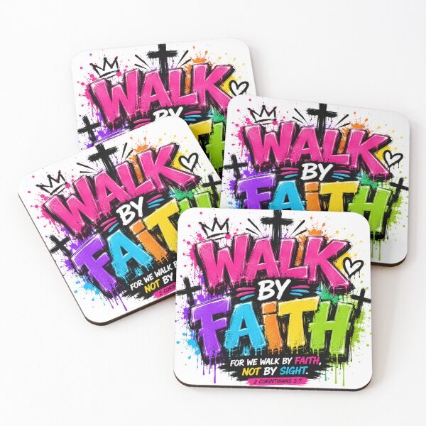 Item preview, Walk by Faith 2 Corinthians 5:7 Colourful Christian Graffiti Design designed and sold by LilSeashell.