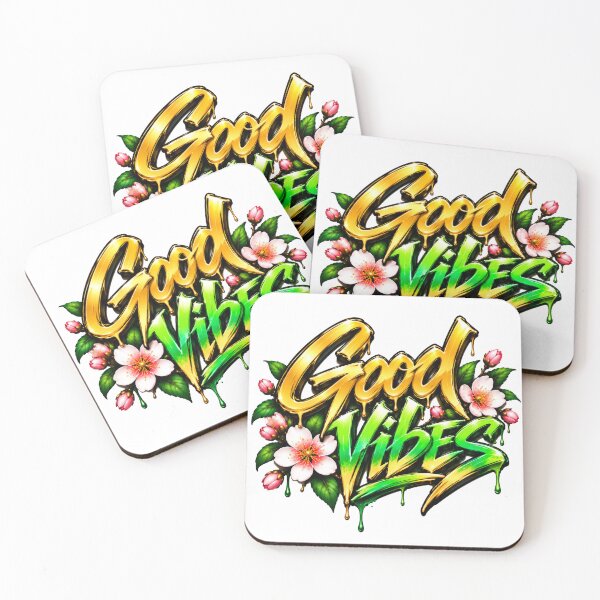 Item preview, Good Vibes – Golden & Green Floral Graffiti designed and sold by DansCreations42.