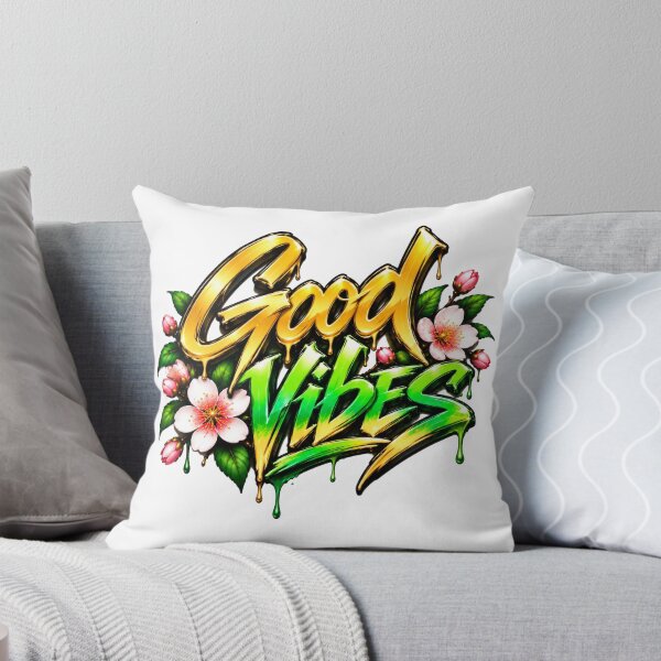 Item preview, Good Vibes – Golden & Green Floral Graffiti designed and sold by DansCreations42.