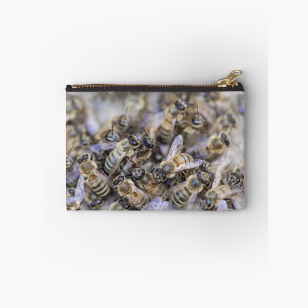 Item preview, European honey bees (Apis mellifera) on a wood background designed and sold by Zosimus.