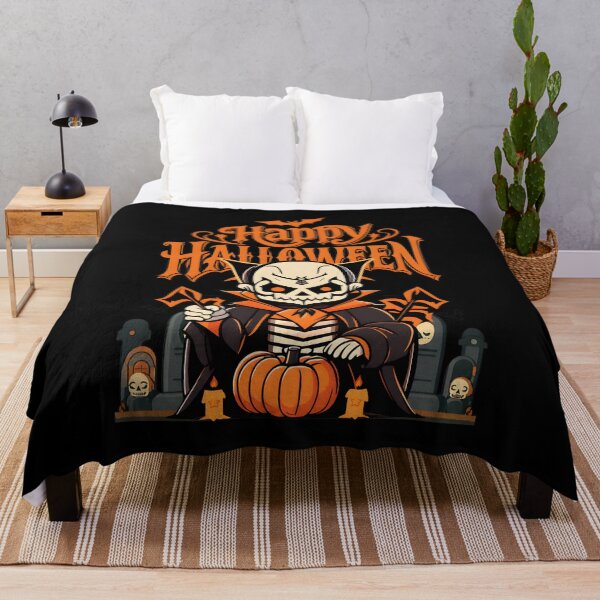 Item preview, Happy Halloween Vampire Skeleton Pumpkin Art designed and sold by OlyvieArt.
