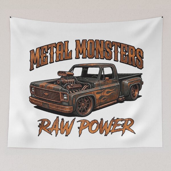 Item preview, Metal Monsters Raw Power Rusted Hot Rod Pickup Truck Vintage Art designed and sold by SasquatchTrail.