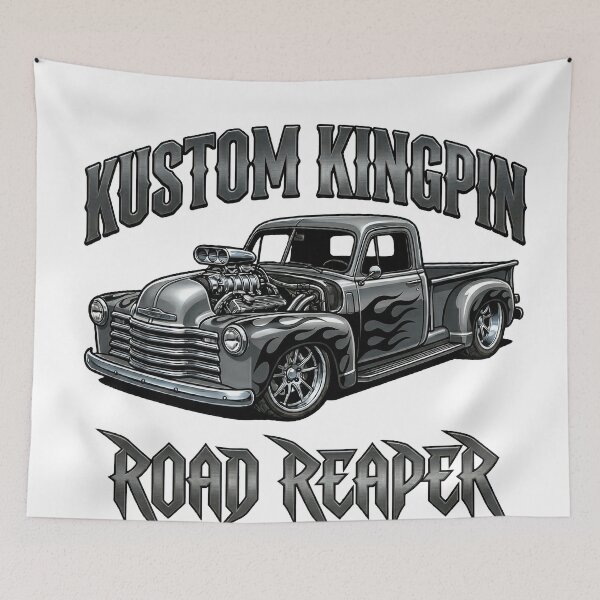 Item preview, Vintage Black Hot Rod Pickup Truck Art designed and sold by SasquatchTrail.