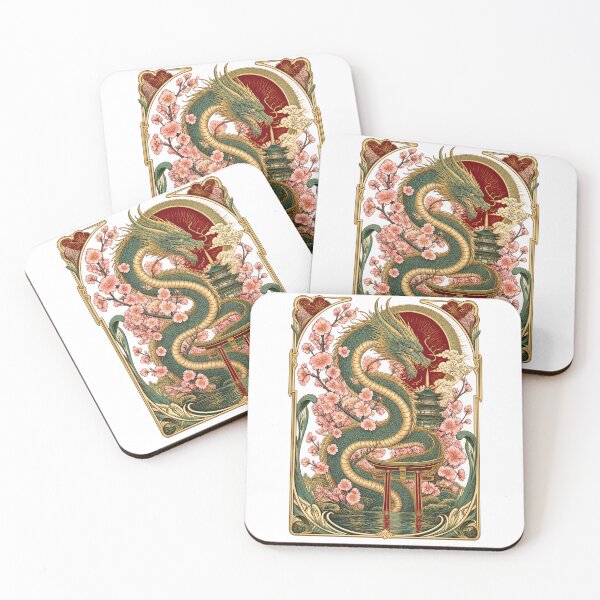 Item preview, Japanese Dragon Sakura Vintage Art Nouveau Fantasy designed and sold by BAAKSHOP.