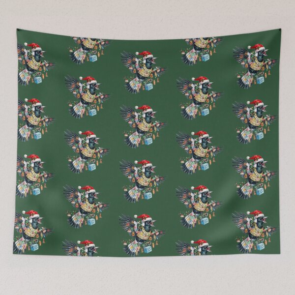 Item preview, Cute Magpie Christmas – Bush Green Aussie Holiday Art designed and sold by Wennebabs.