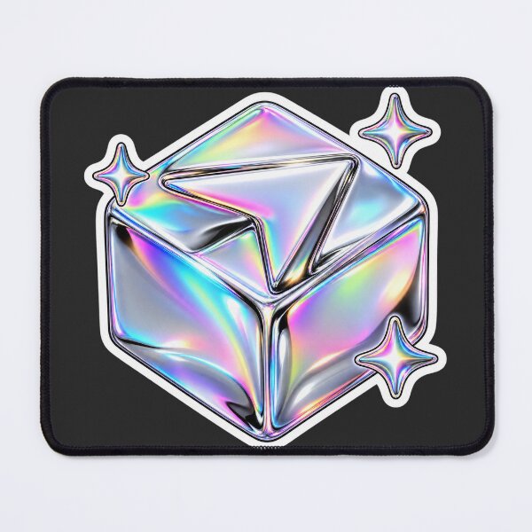Item preview, Y2K Chrome Cursor AI Editor Cube - Holographic Vibe Coding Sticker designed and sold by Stick Erify.