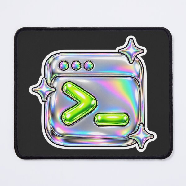 Item preview, Y2K Chrome Bash Terminal Prompt - Holographic Command Line Sticker designed and sold by Stick Erify.
