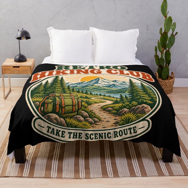 Item preview, Retro Hiking Club Take The Scenic Route Vintage Mountain Outdoor Emblem designed and sold by MCV-Designs.