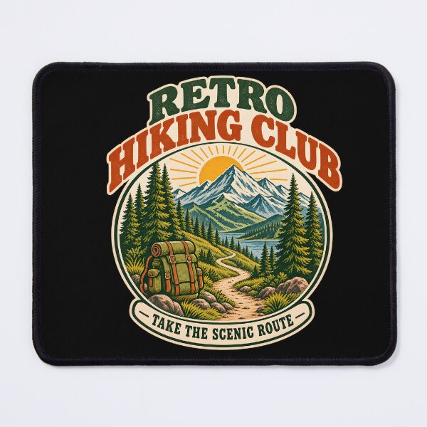 Item preview, Retro Hiking Club Take The Scenic Route Vintage Mountain Outdoor Emblem designed and sold by MCV-Designs.